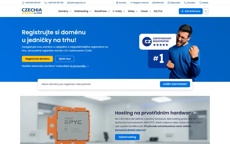 Úvodní stránka webu CZECHIA.COM na počítači