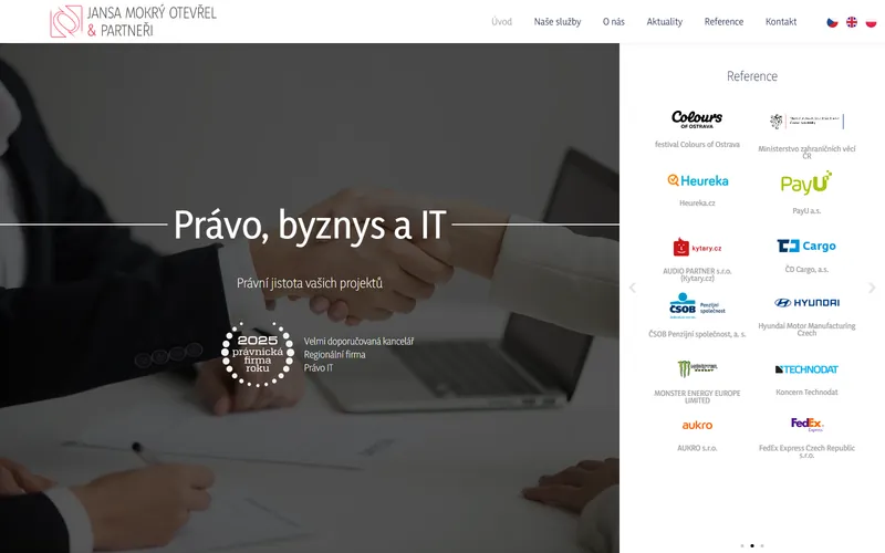 Úvodní stránka webu advokátní kanceláře Lawyer.cz